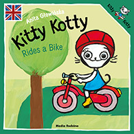 Kitty Kotty rides a bike